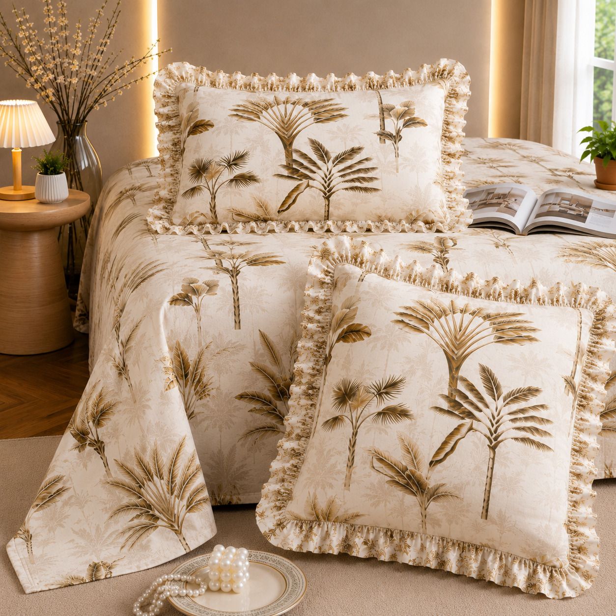 flipkart smartbuy Cotton King, Double Fitted (Elastic) 320 TC Floral 1 Summer Bedsheet with 2 Pillow Covers-picture-20