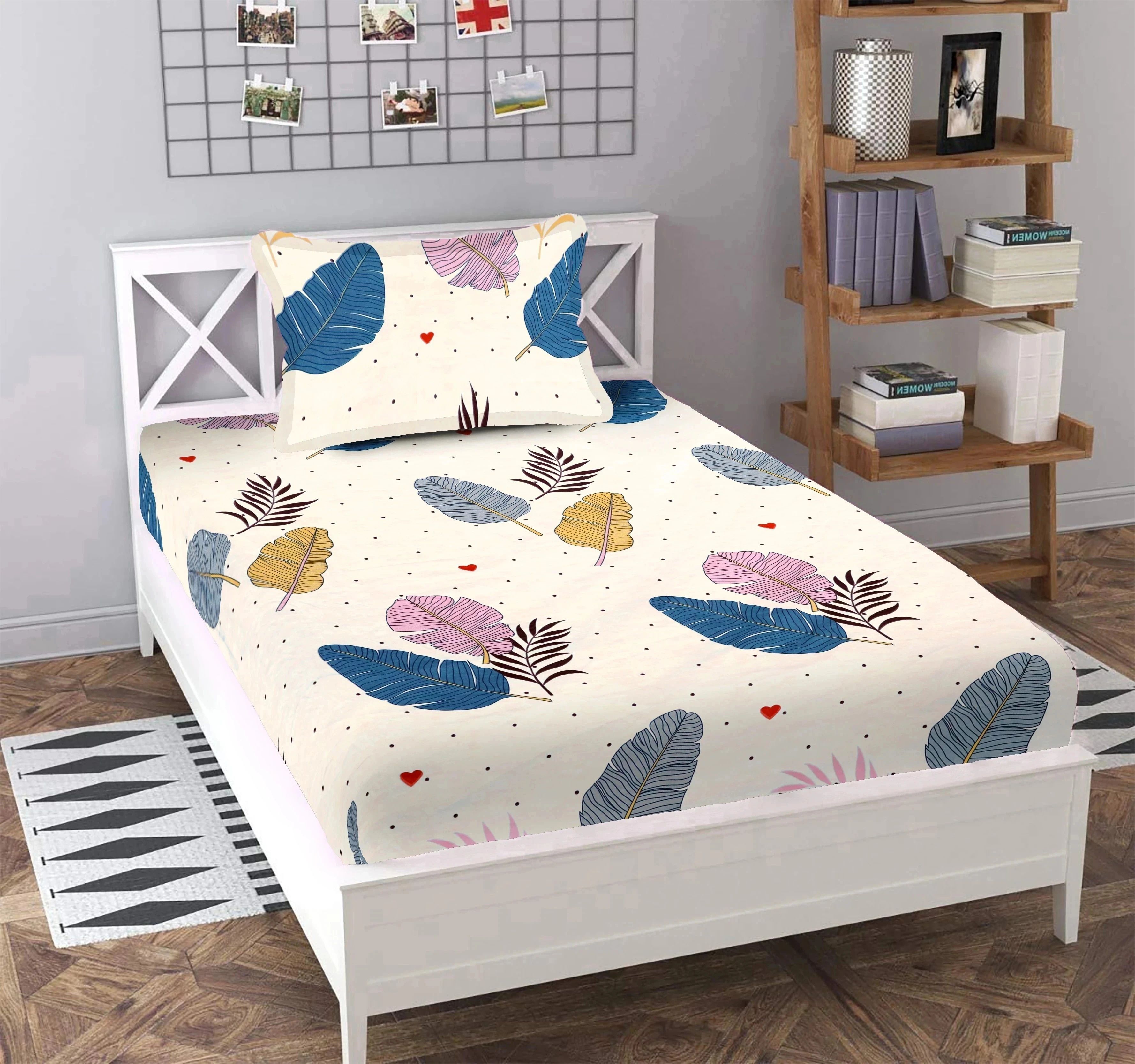 bluedot Cotton Queen Flat 200 TC Self Design Bedsheet-picture-6