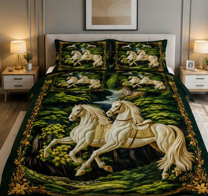 Polyester Double Flat 400 TC 3D Printed 1 AC Bedsheet with 2 Pillow Covers-image-15