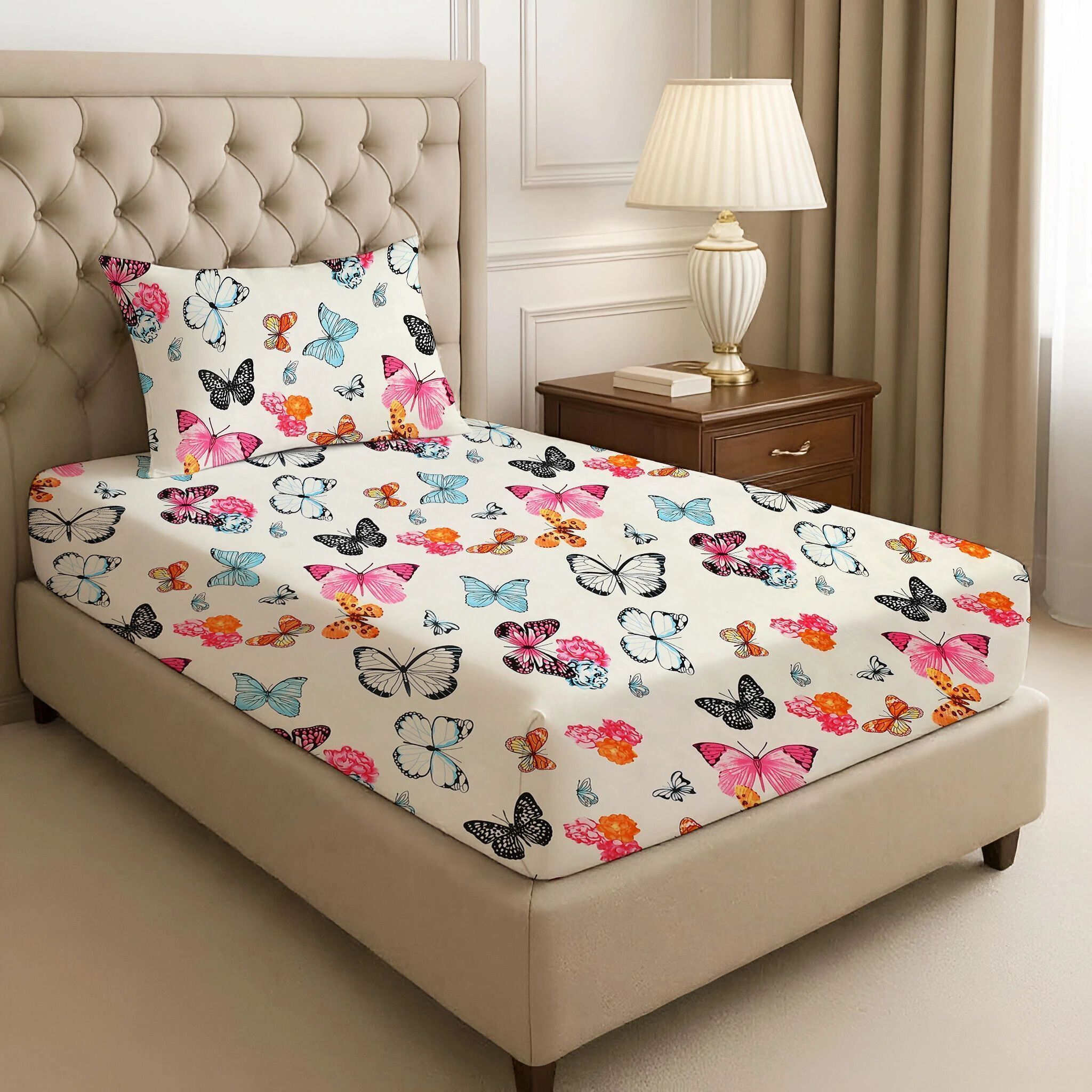 Polyester Single Flat 144 TC Glow in the Dark Bedsheet-image-37