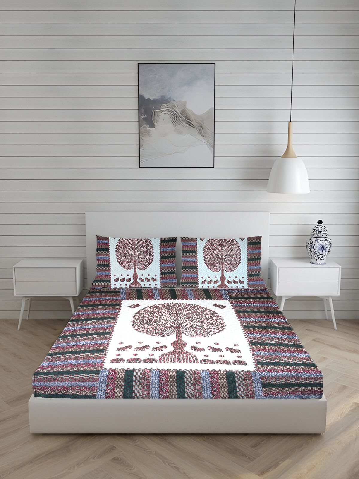 sj designer 180 TC Cotton King Printed Flat Bedsheet-picture-34