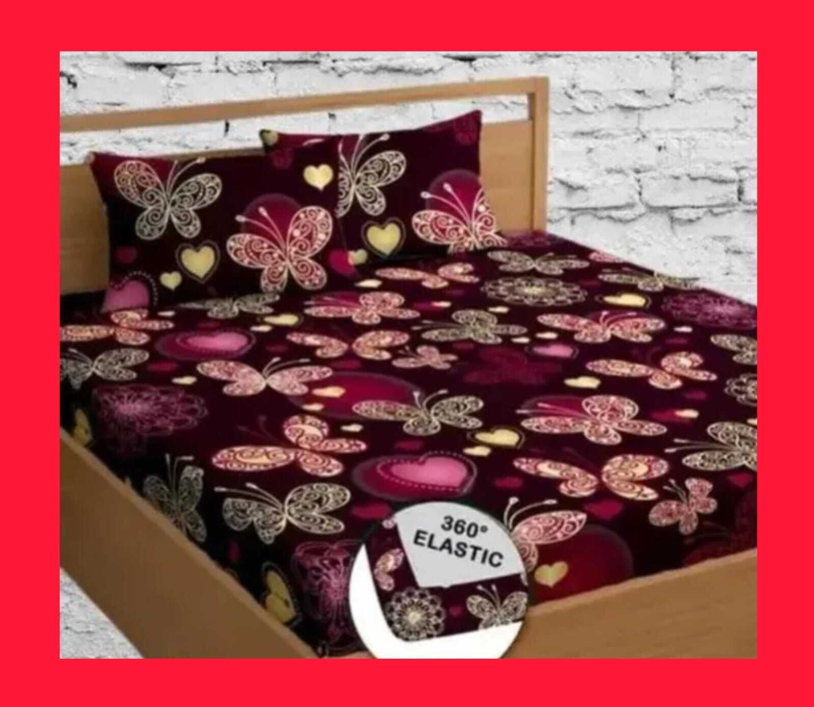 jasvi cat Cotton, Cotton Blend Double, Single Fitted (Elastic) 302 TC Floral 1 Summer Bedsheet with 2 Pillow Covers-picture-44