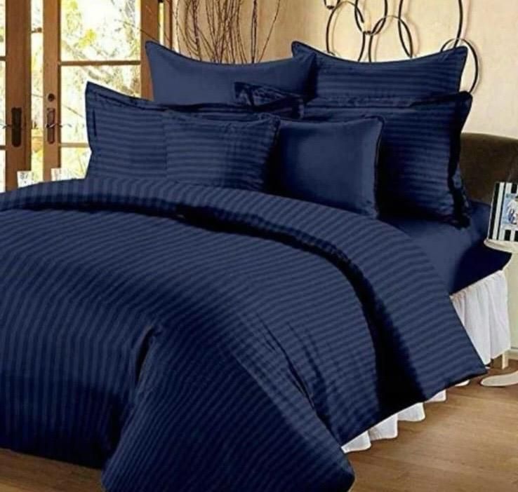 Satin King Flat 144 TC Striped 1 AC Bedsheet with 2 Pillow Covers-image-7