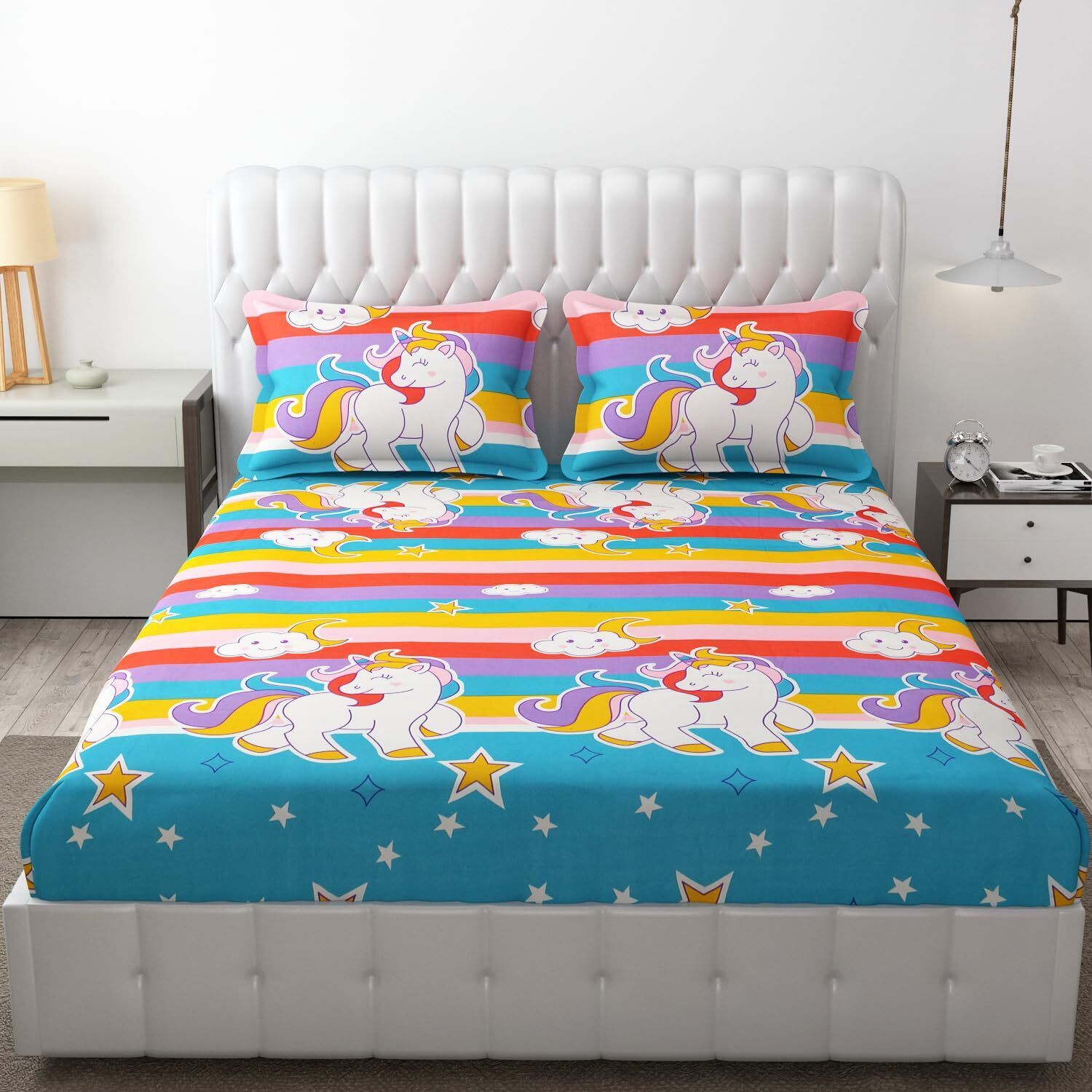 kitchdeco 180 TC Polycotton Double Printed Flat Bedsheet-picture-18