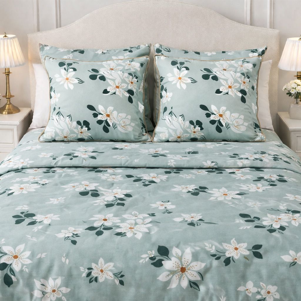 pillowala Cotton Double, Super King, Queen, King Flat 180 TC Floral 1 Summer Bedsheet with 2 Pillow Covers-picture-11
