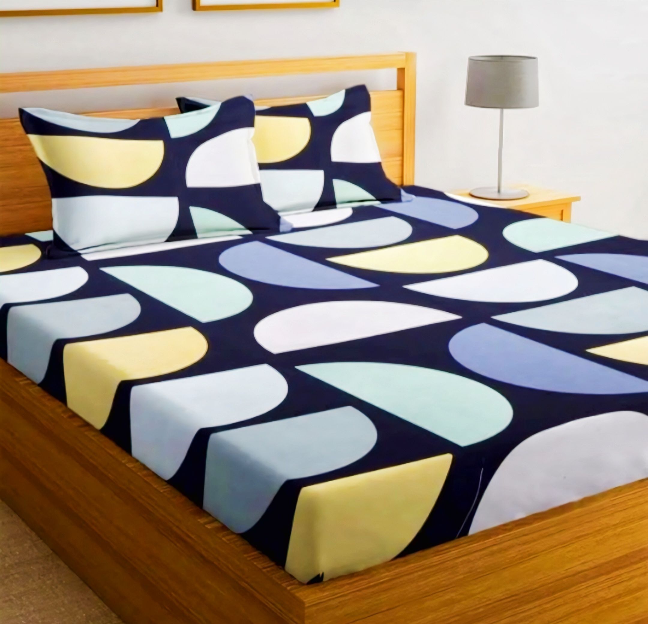 350 TC Polycotton King Printed Fitted (Elastic) Bedsheet-image-17