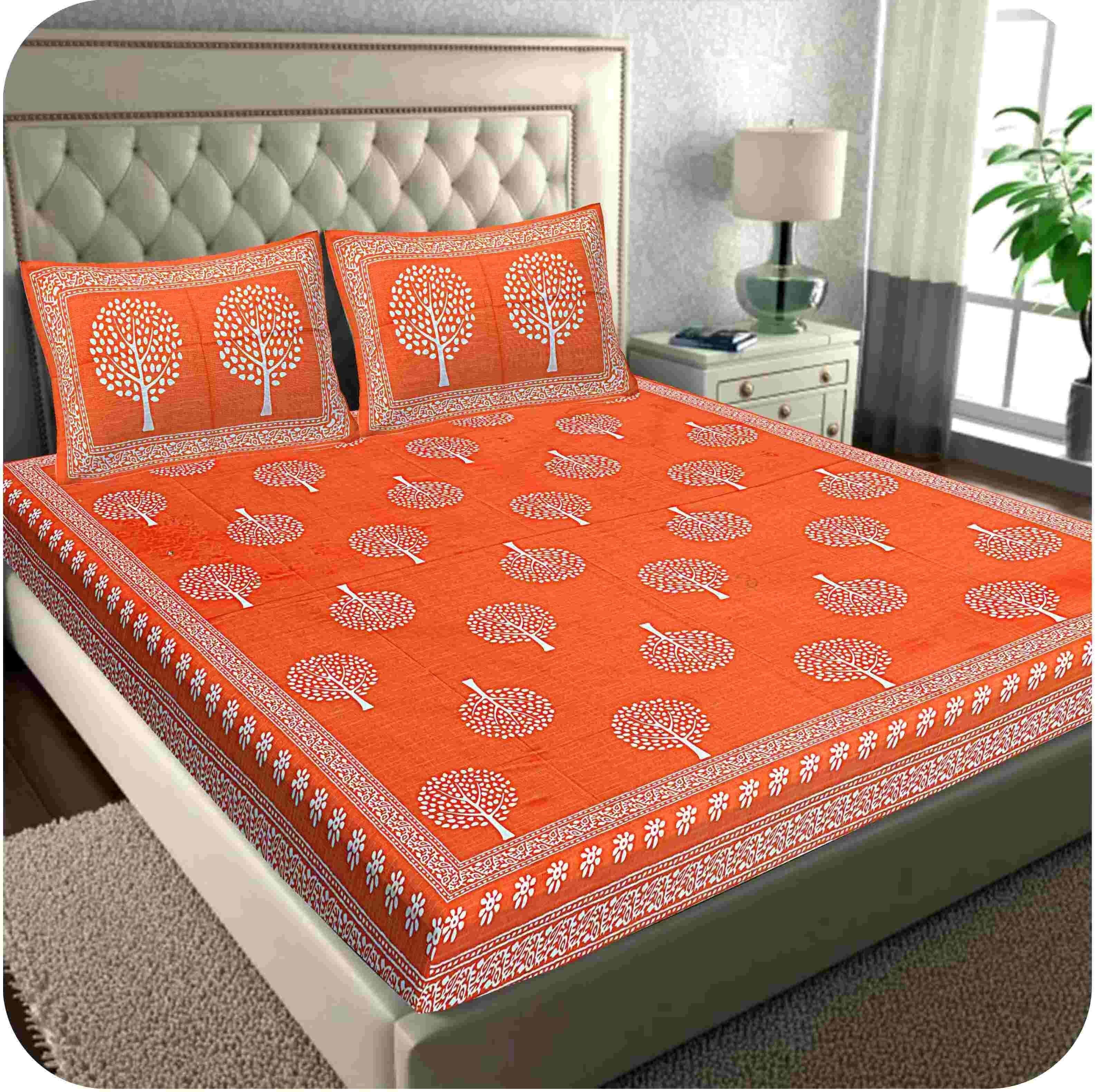 nspr Cotton Double Flat 144 TC Checkered 1 Bedsheet with 2 Pillow Covers-picture-21