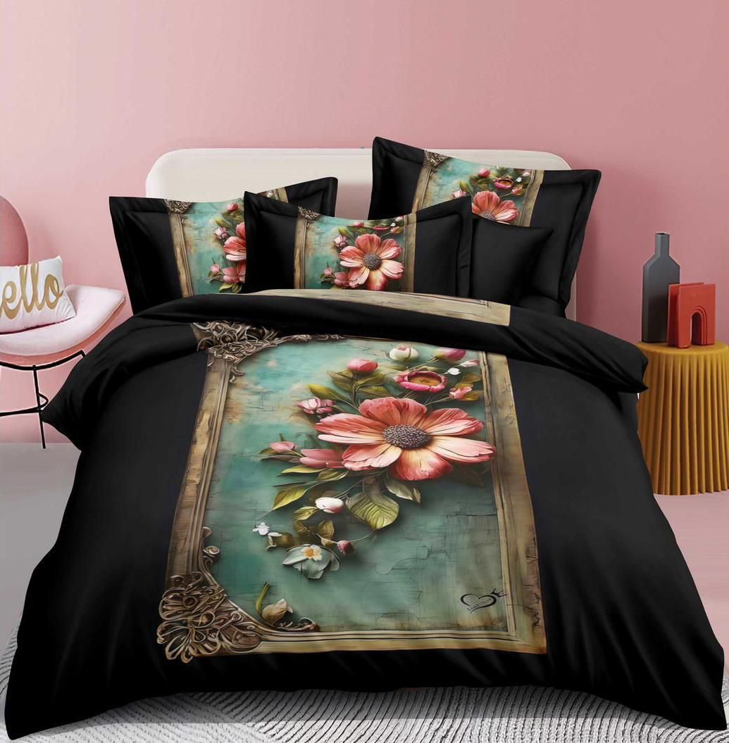 kitchdeco Cotton Blend Super King Flat 250 TC 7D Digital 1 Bedsheet with 2 Pillow Covers-picture-5