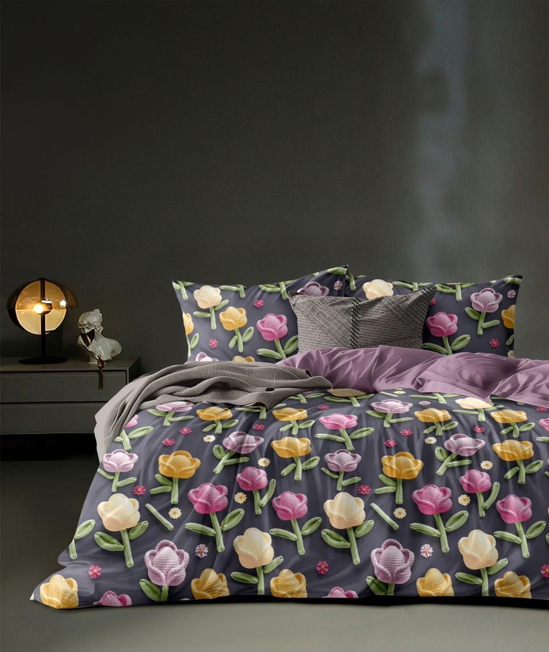 210 TC Cotton Blend King Printed Flat Bedsheet-image-5