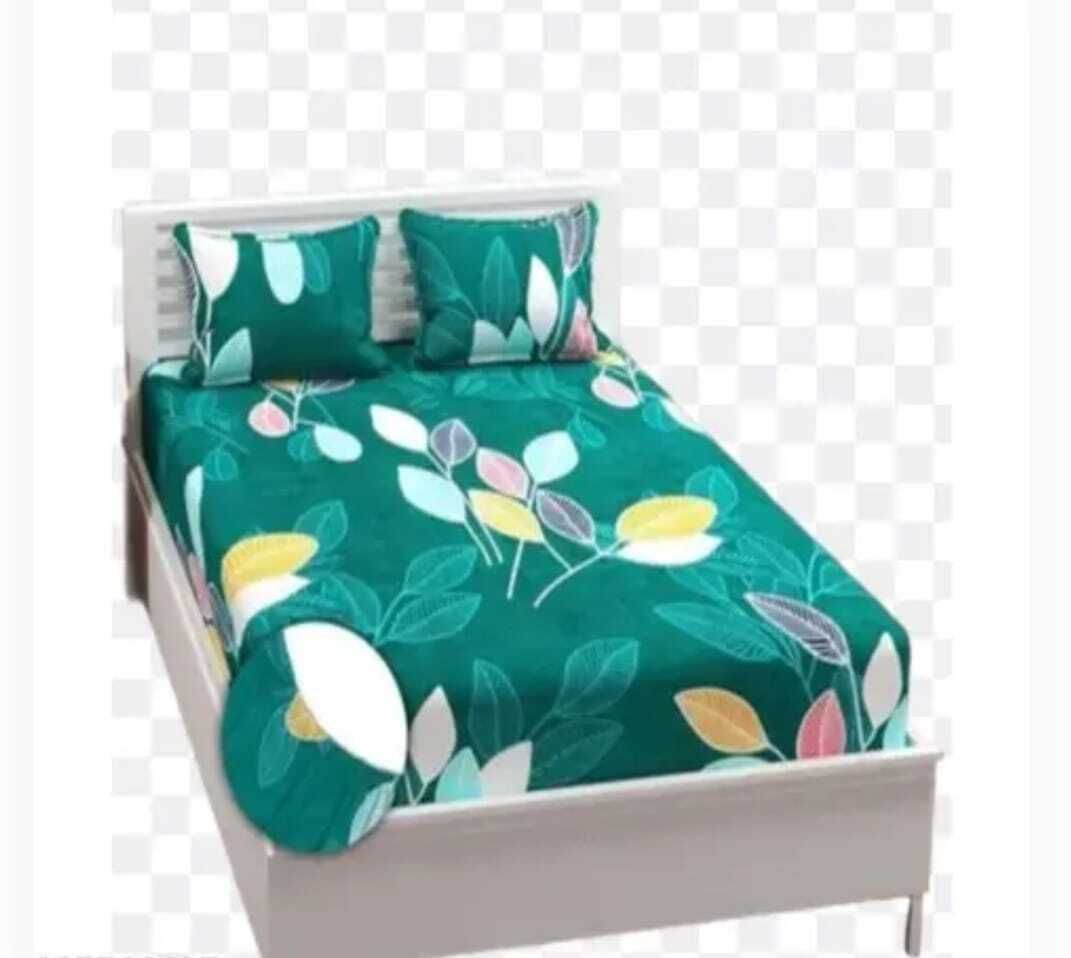 Polycotton Double Fitted (Elastic) 300 TC Floral 1 Summer Bedsheet with 2 Pillow Covers-image-8