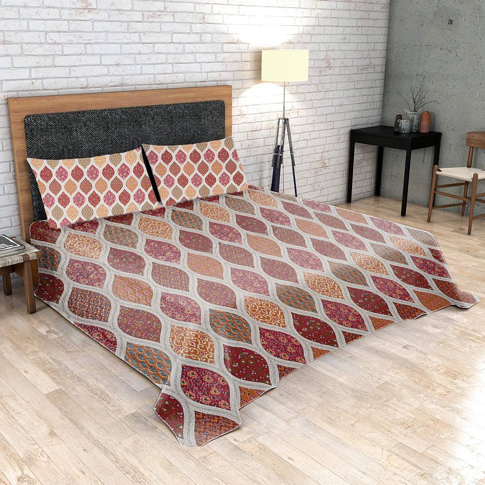 sj designer 180 TC Woolen Double Printed Flat Bedsheet-picture-11
