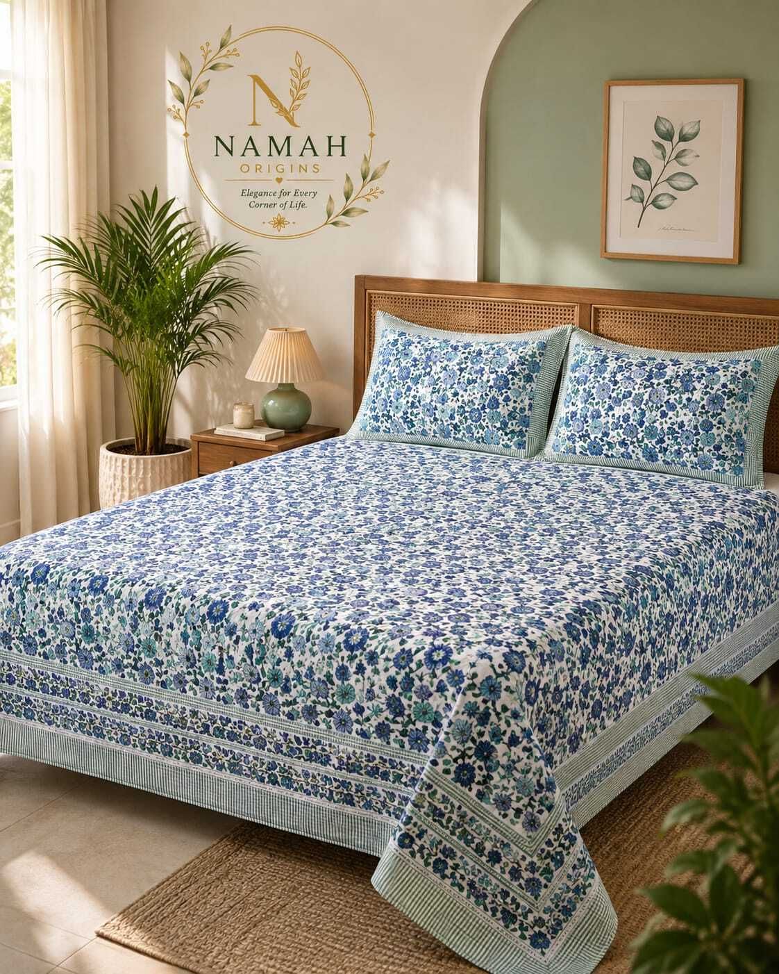 Cotton King Flat 250 TC Floral 1 Bedsheet with 2 Pillow Covers-image-12