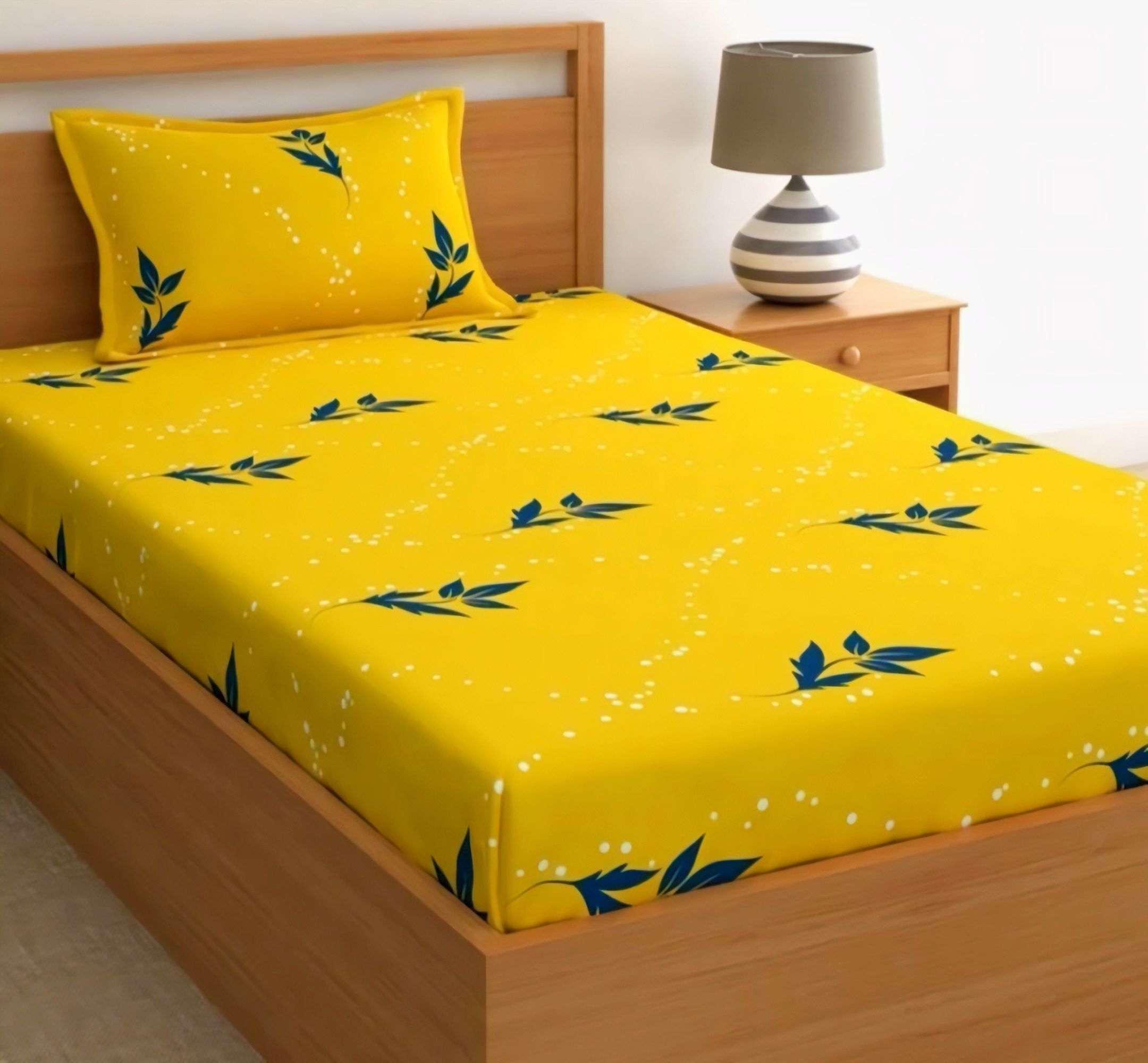 220 TC Polyester Single Printed Fitted (Elastic) Bedsheet-image-15