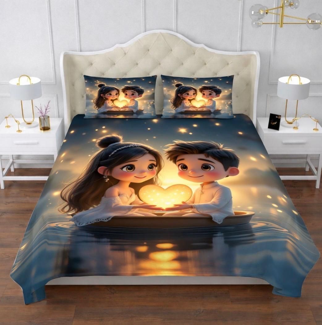 Cotton Double Flat 350 TC Printed 1 Summer Bedsheet with 2 Pillow Covers-image-23