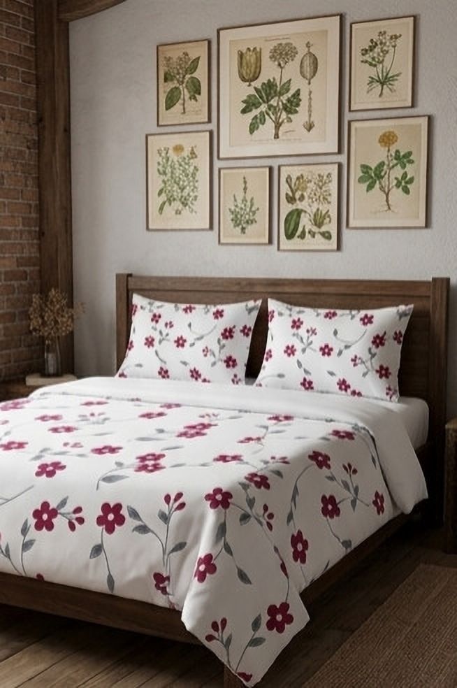 Polycotton Double Flat 144 TC Floral 1 Bedsheet-image-34