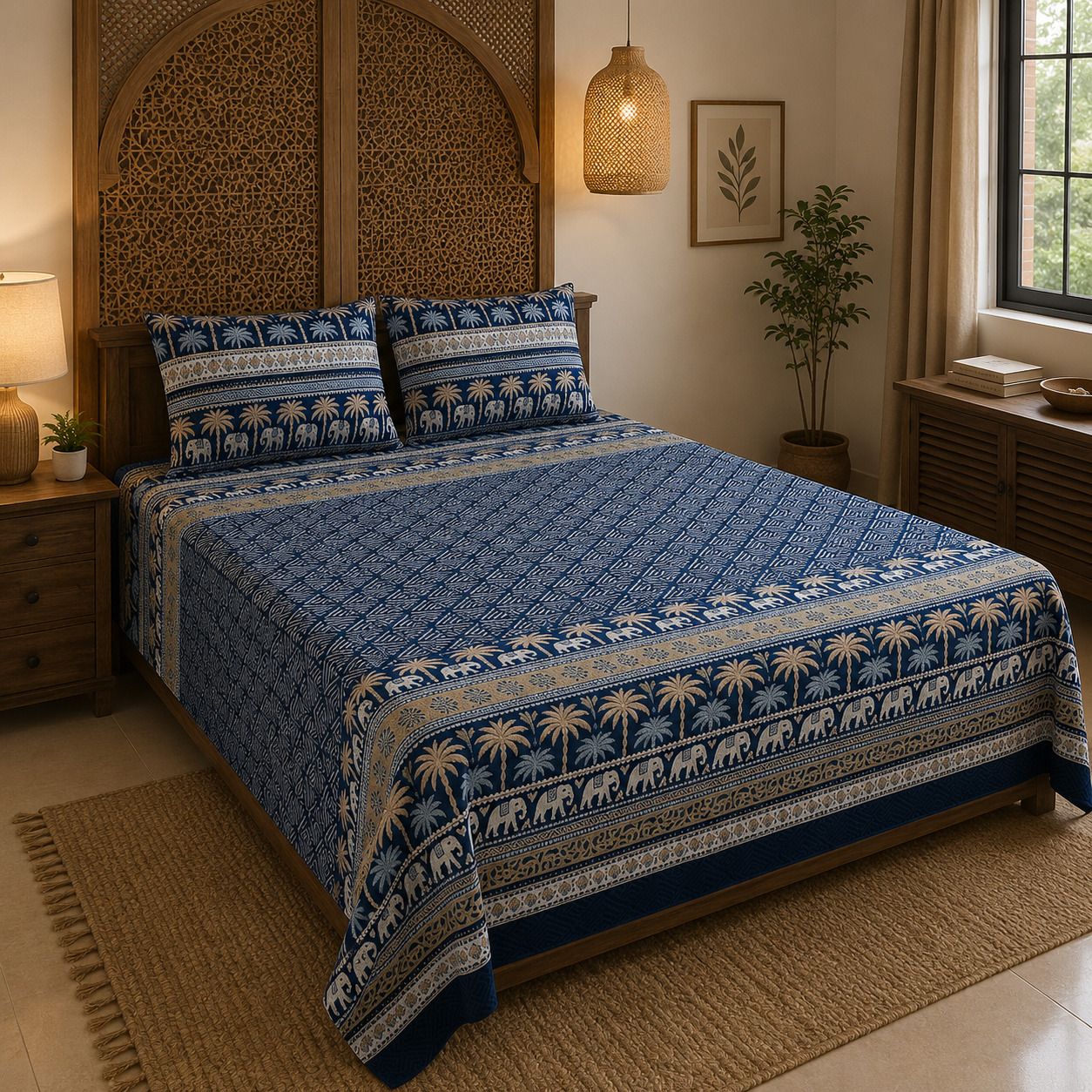 Cotton King Flat 240 TC Printed 1 Bedsheet with 2 Pillow Covers-image-7
