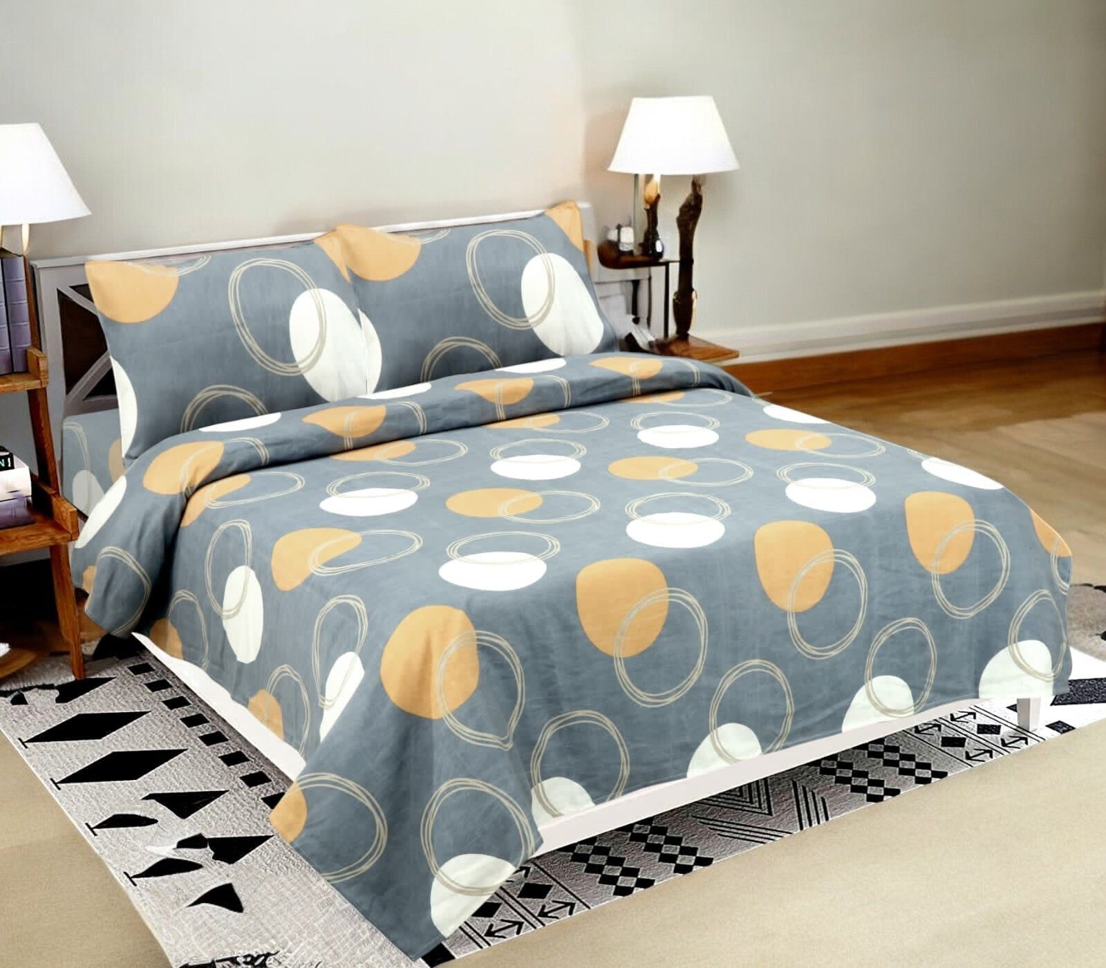radhey Cotton King Flat 250 TC 3D Printed 1 Bedsheet with 2 Pillow Covers-picture-8