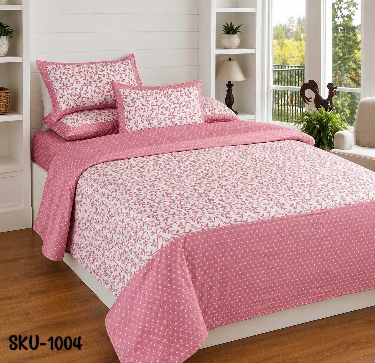 Cotton Double Flat 144 TC Abstract 1 Summer Bedsheet with 2 Pillow Covers-image-42
