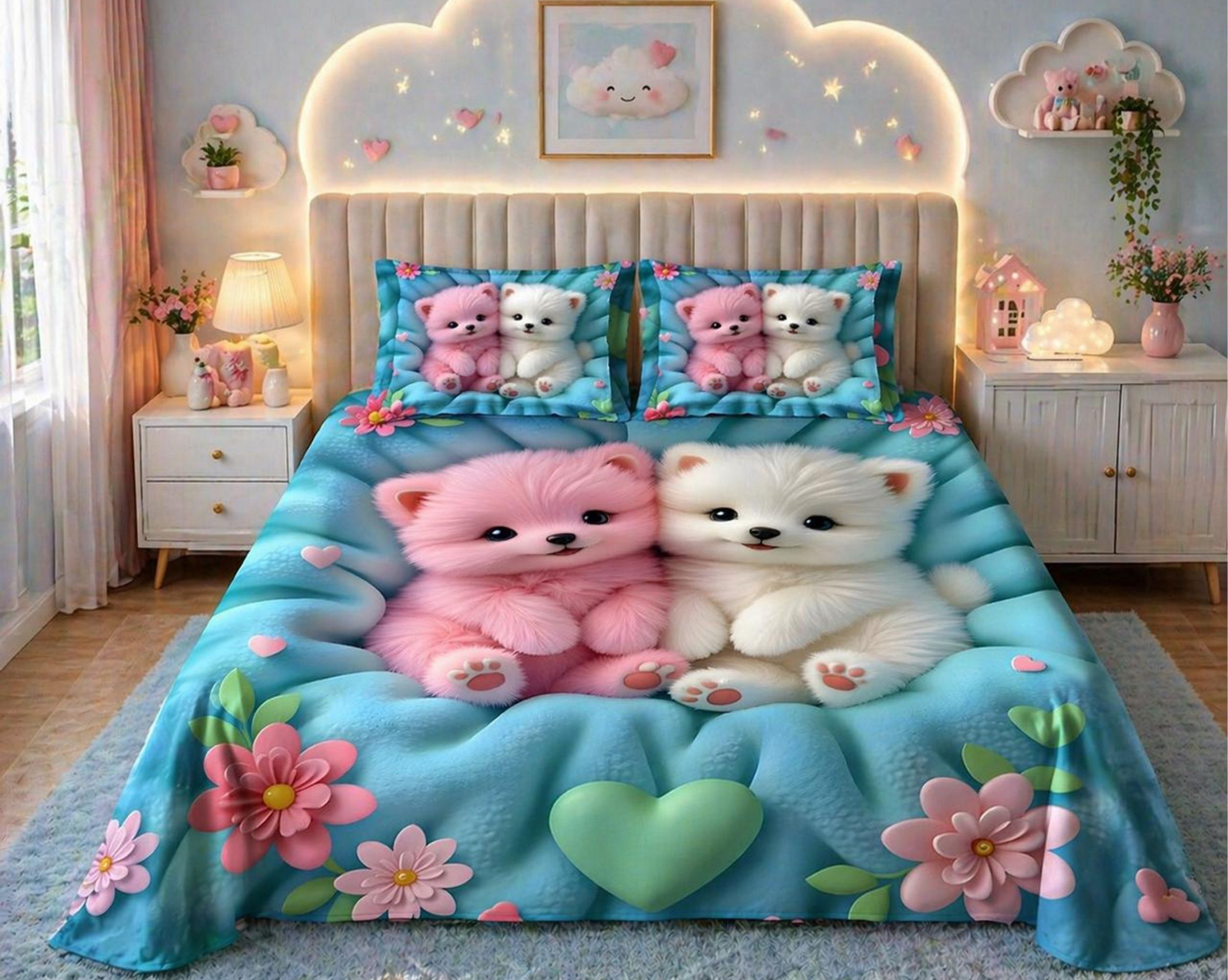 Cotton Queen Flat 400 TC 7D Digital 1 AC Bedsheet with 2 Pillow Covers-image-12