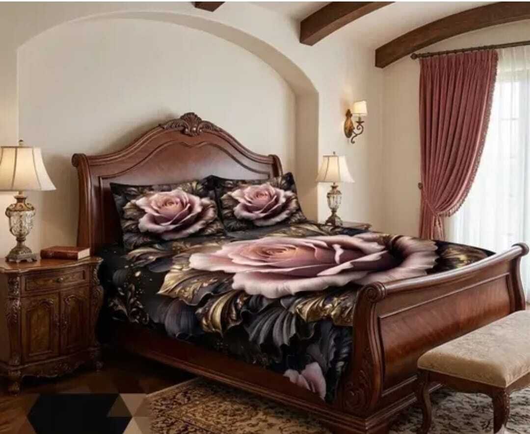 Cotton Blend King Flat 300 TC 7D Digital 1 Summer Bedsheet with 2 Pillow Covers-image-13