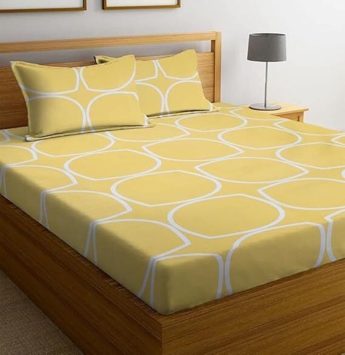Cotton Double Flat 210 TC Solid 1 Bedsheet with 2 Pillow Covers-image-3