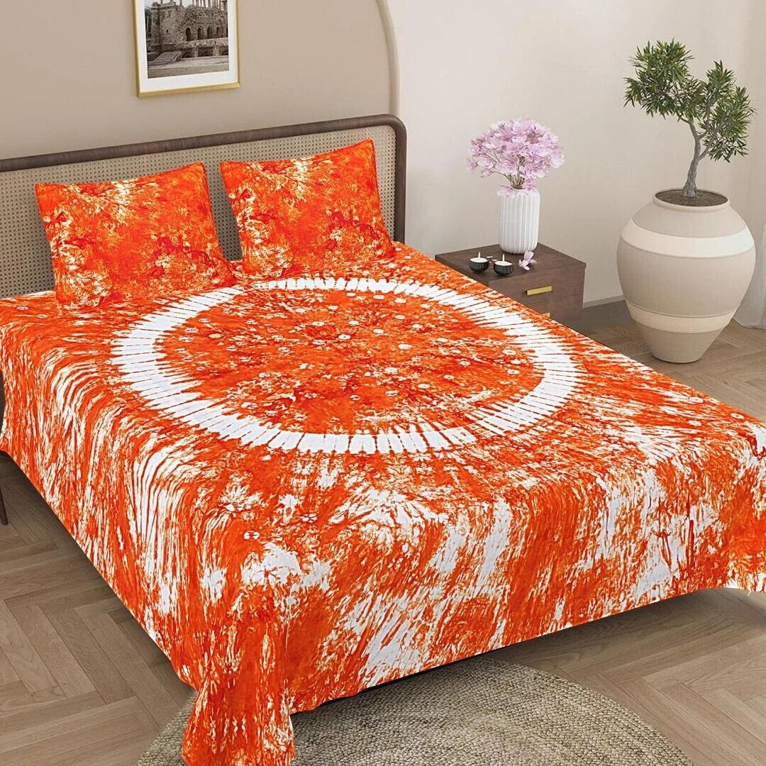 jaipur weaves Cotton Double Flat 144 TC Jaipuri Prints Bedsheet-picture-12