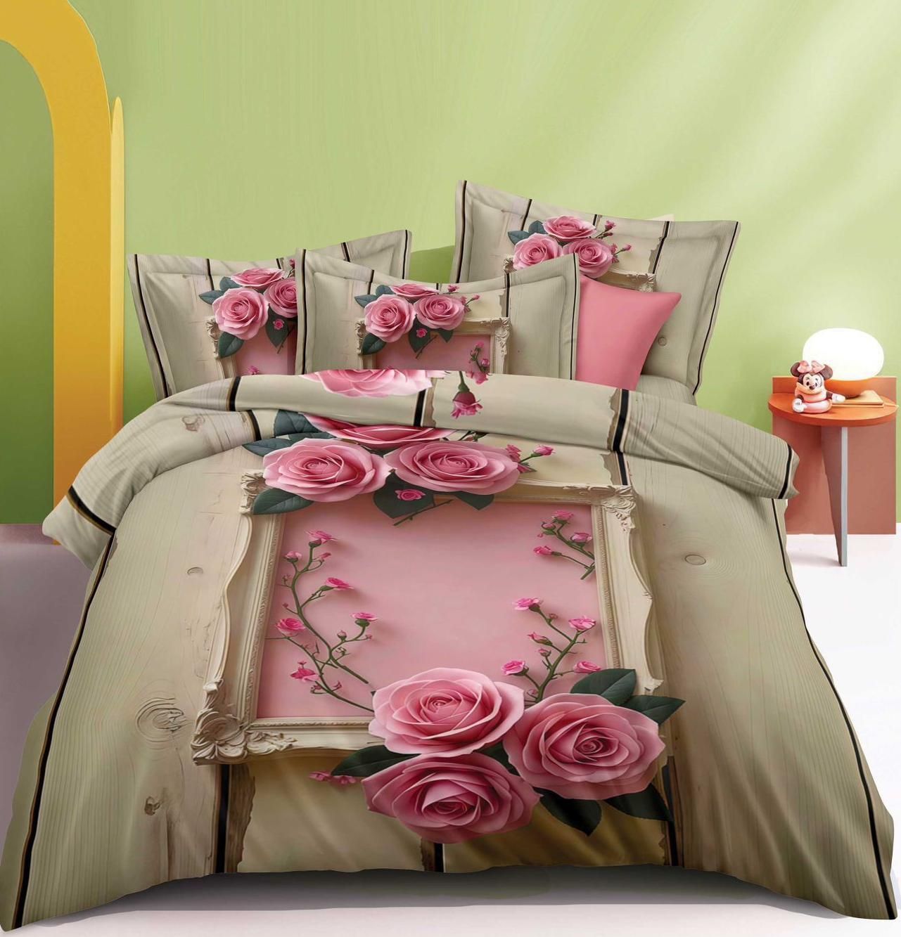 blenzza deco Cotton Blend Super King Flat 250 TC 7D Digital 1 Bedsheet with 2 Pillow Covers-picture-26