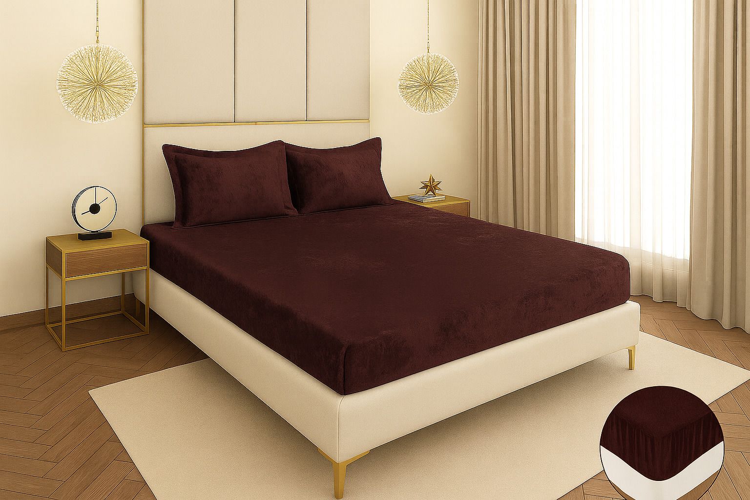230 TC Velvet King Solid Fitted (Elastic) Bedsheet-image-42