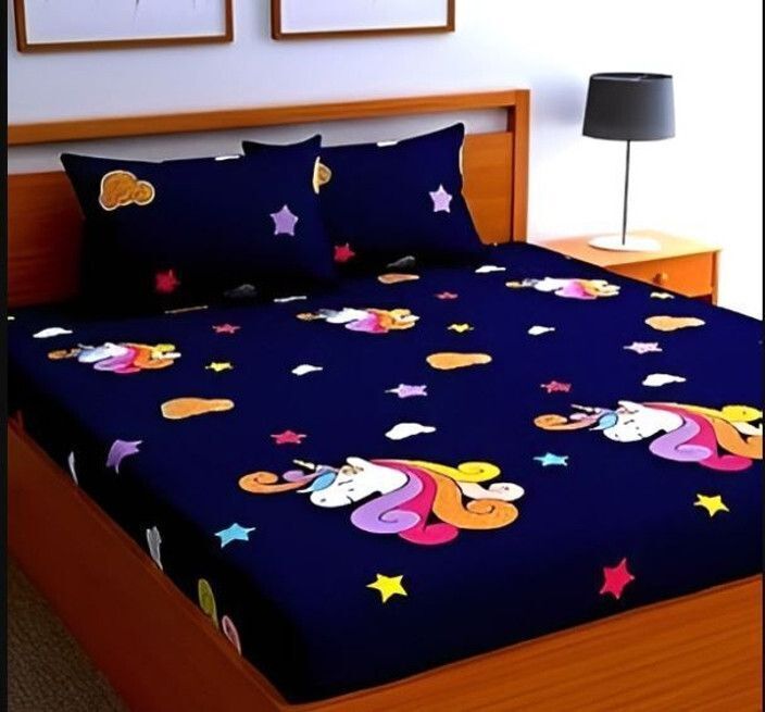 radhey Cotton Double Fitted (Elastic) 220 TC Printed 2 Bedsheets with 4 Pillow Covers-picture-9
