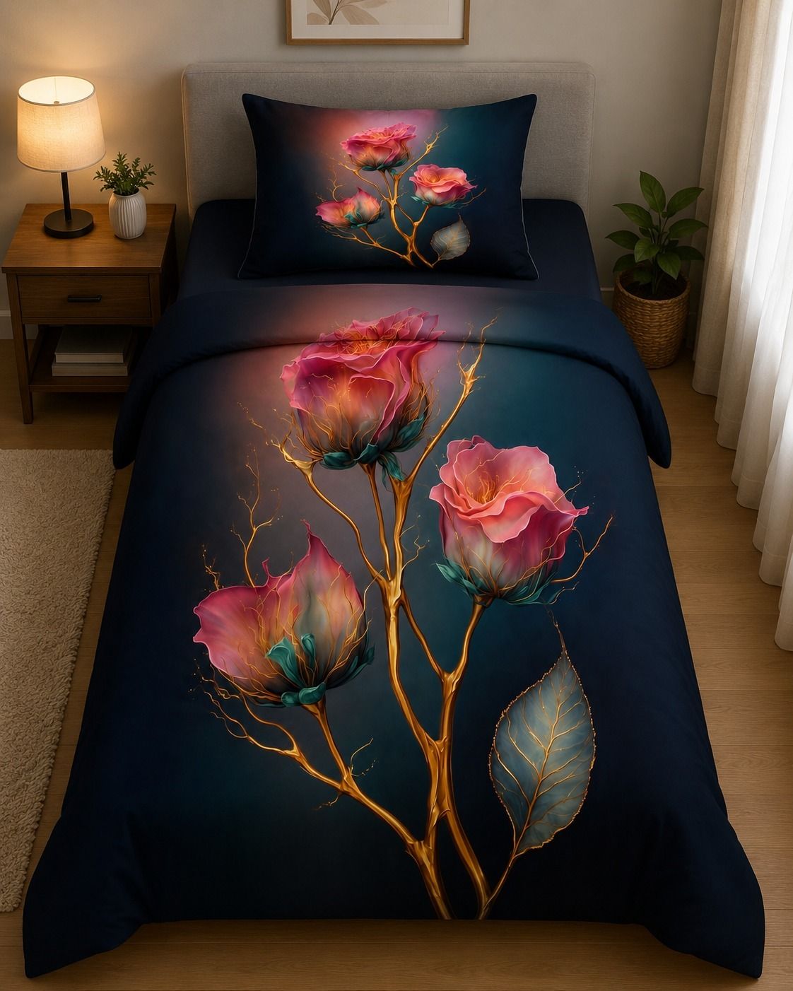 blenzza deco Cotton Blend Single Flat 180 TC 7D Digital 1 Bedsheet-picture-11