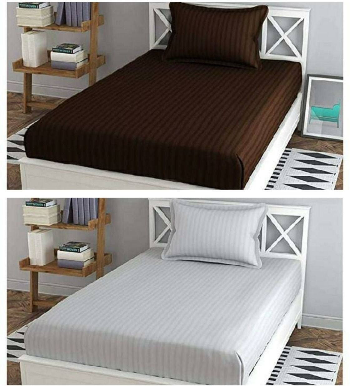 210 TC Cotton Single Striped Flat Bedsheet-image-36