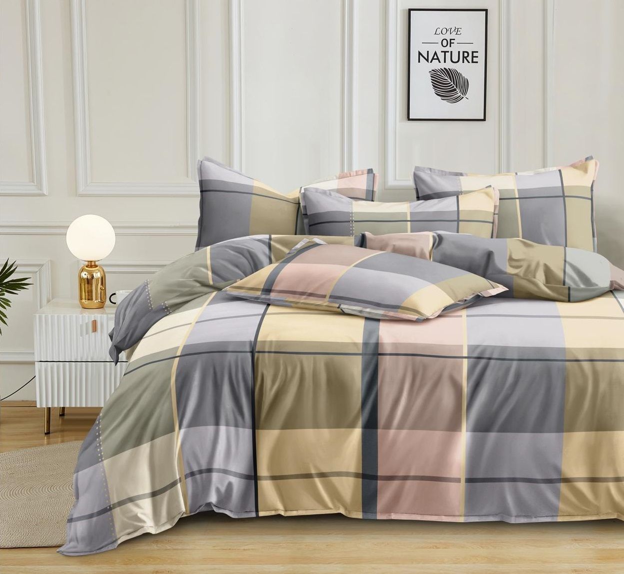 220 TC Cotton Single Geometric Fitted (Elastic) Bedsheet-image-32
