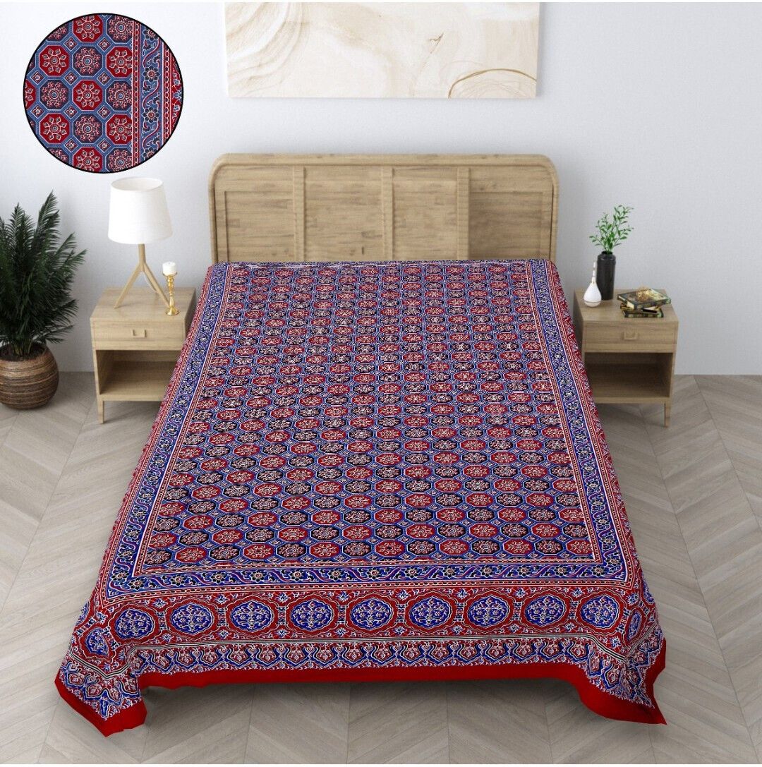 indhome life 210 TC Cotton Single Jaipuri Prints Flat Bedsheet-picture-43