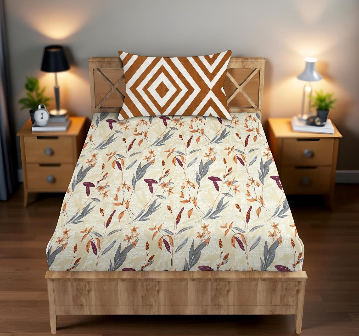Cotton Single Flat 144 TC Printed Bedsheet-image-10