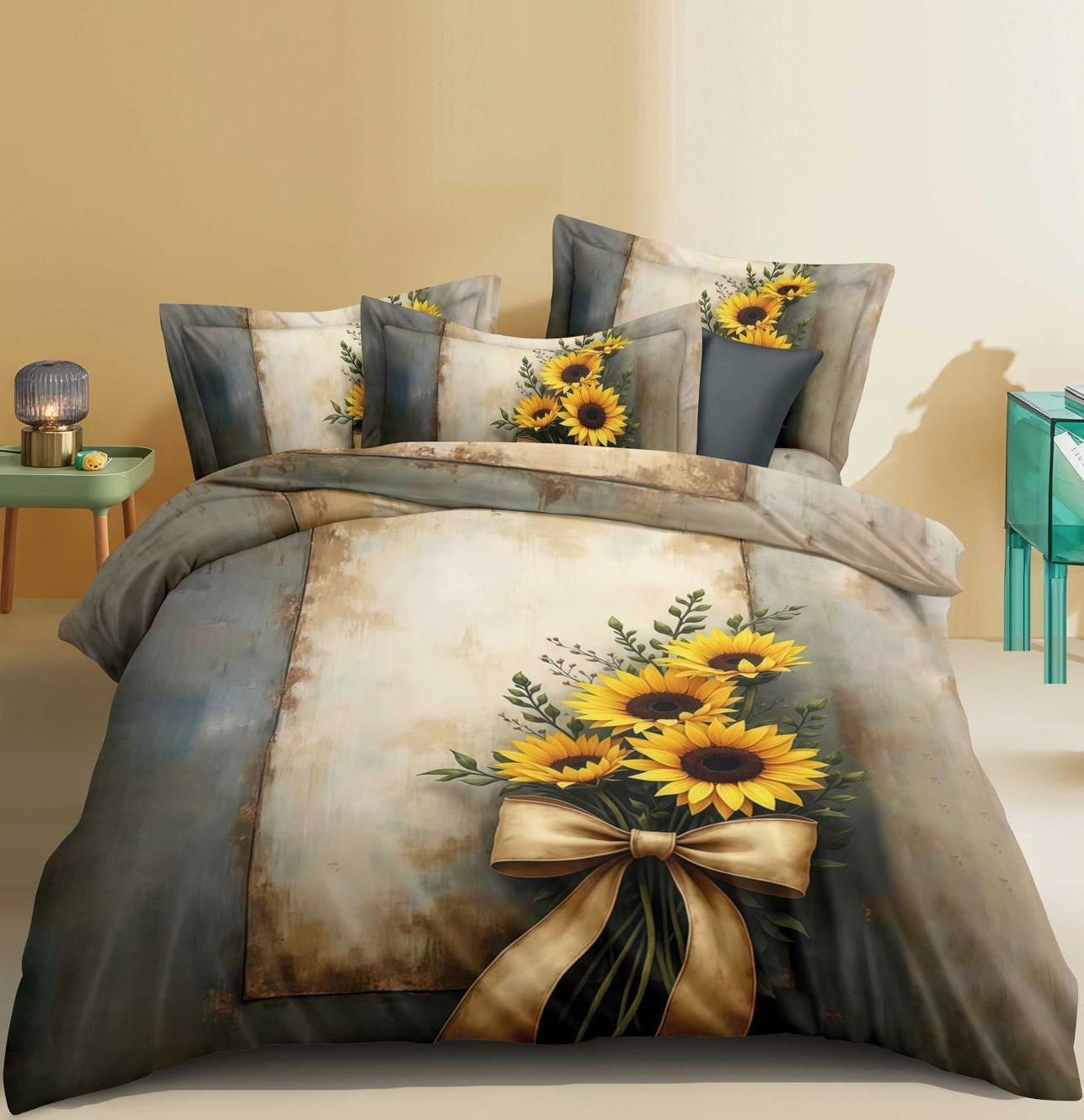 blenzza deco Cotton Blend Super King Flat 250 TC 7D Digital 1 Bedsheet with 2 Pillow Covers-picture-22