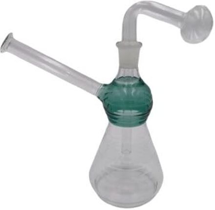 Borosilicate Glass Water Pipe with Green Accent, 15cm Hose Beer Bong Funnel-image-27