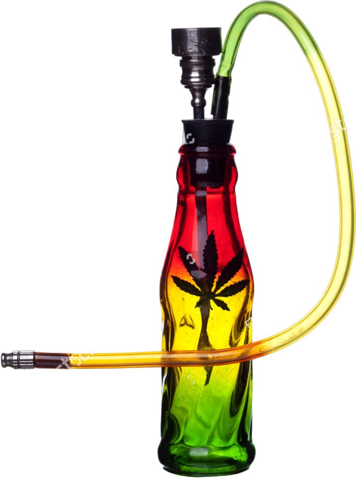 7 Inch Coke Converter Leaf Printed Rasta Glass Smoking Water Pipe Beer Bong Funnel