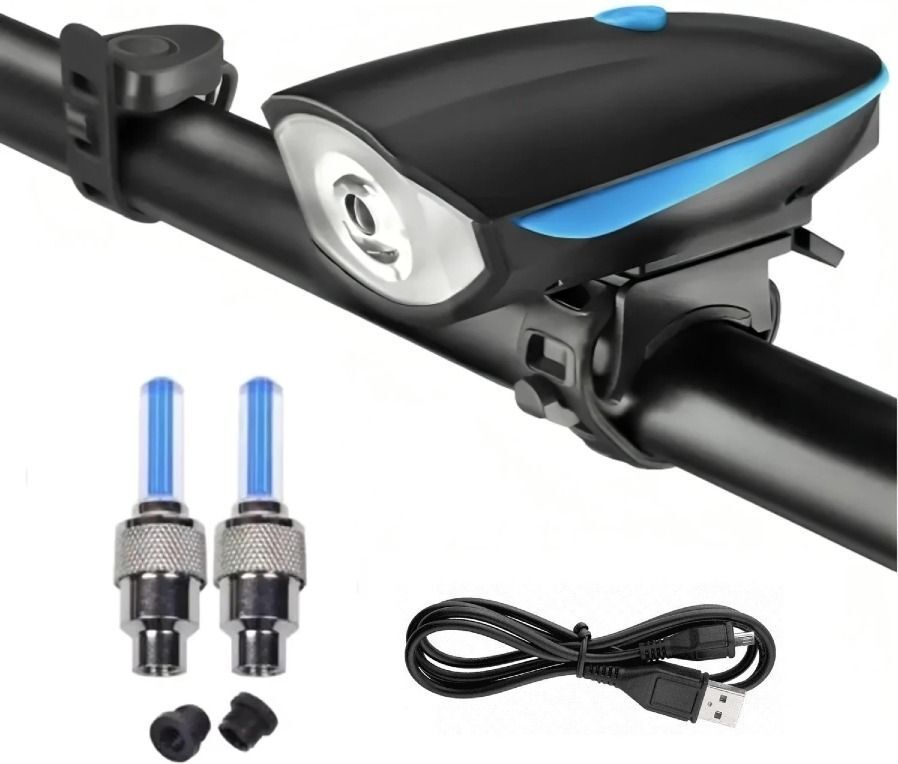 Cycle Light Combo Front with Horn with 2 Tyre Valve Light (Pack of 3)LED Bell-image-43