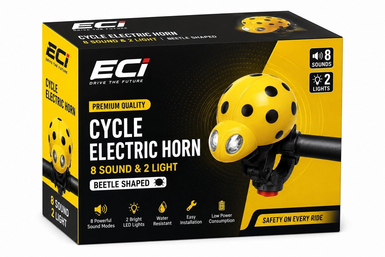 eci Cycle Electric Horn – Ladybug Design with Bright LED & Loud Sound Bell-picture-2