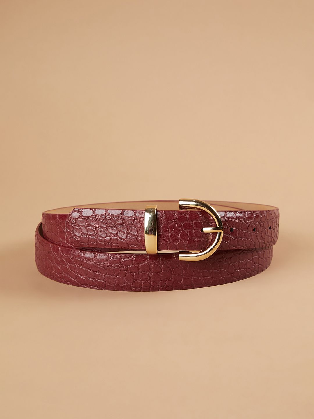 Women Maroon Genuine Leather Belt-image-36