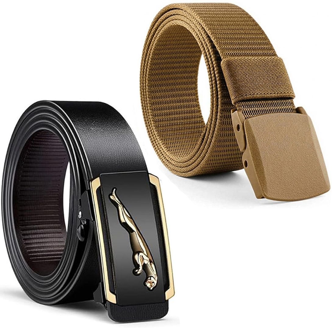 elligator Men Formal, Casual, Party Black, Beige Artificial Leather, Nylon Belt-picture-24