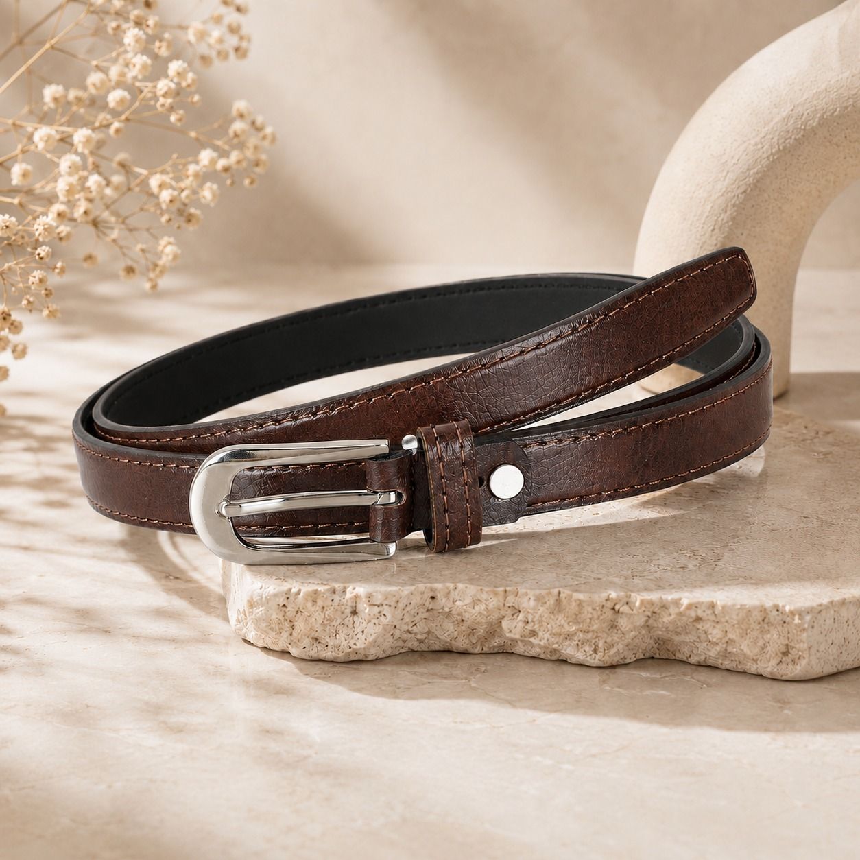 roadster Women Casual Black Genuine Leather Belt-picture-10