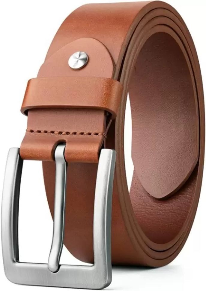 Men Casual Tan Genuine Leather Belt-image-14