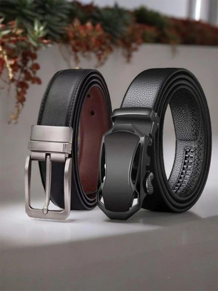 Men Casual Black Artificial Leather Belt-image-17