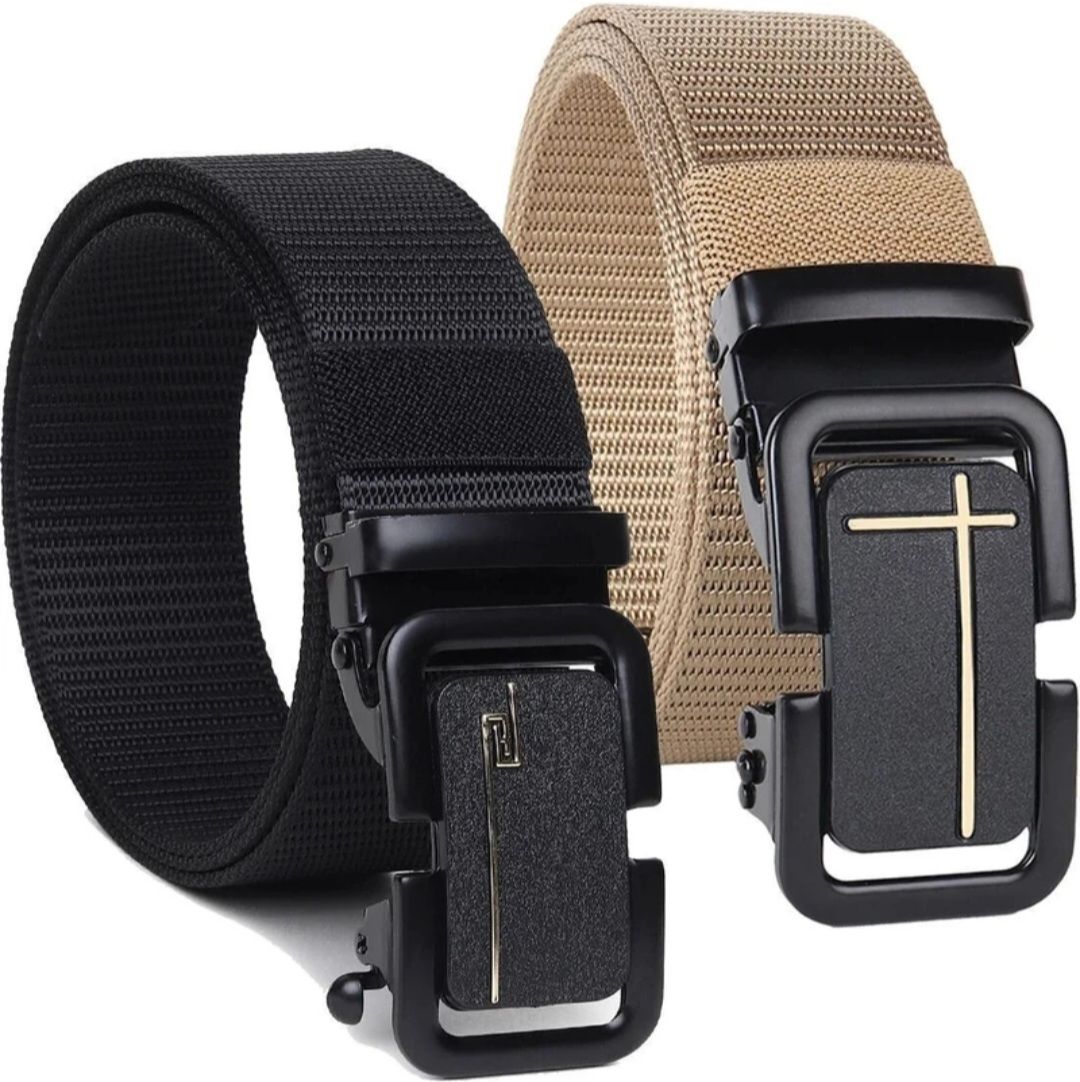 universalchoice Men Casual, Evening, Formal, Party Black, Beige Canvas Belt-picture-44