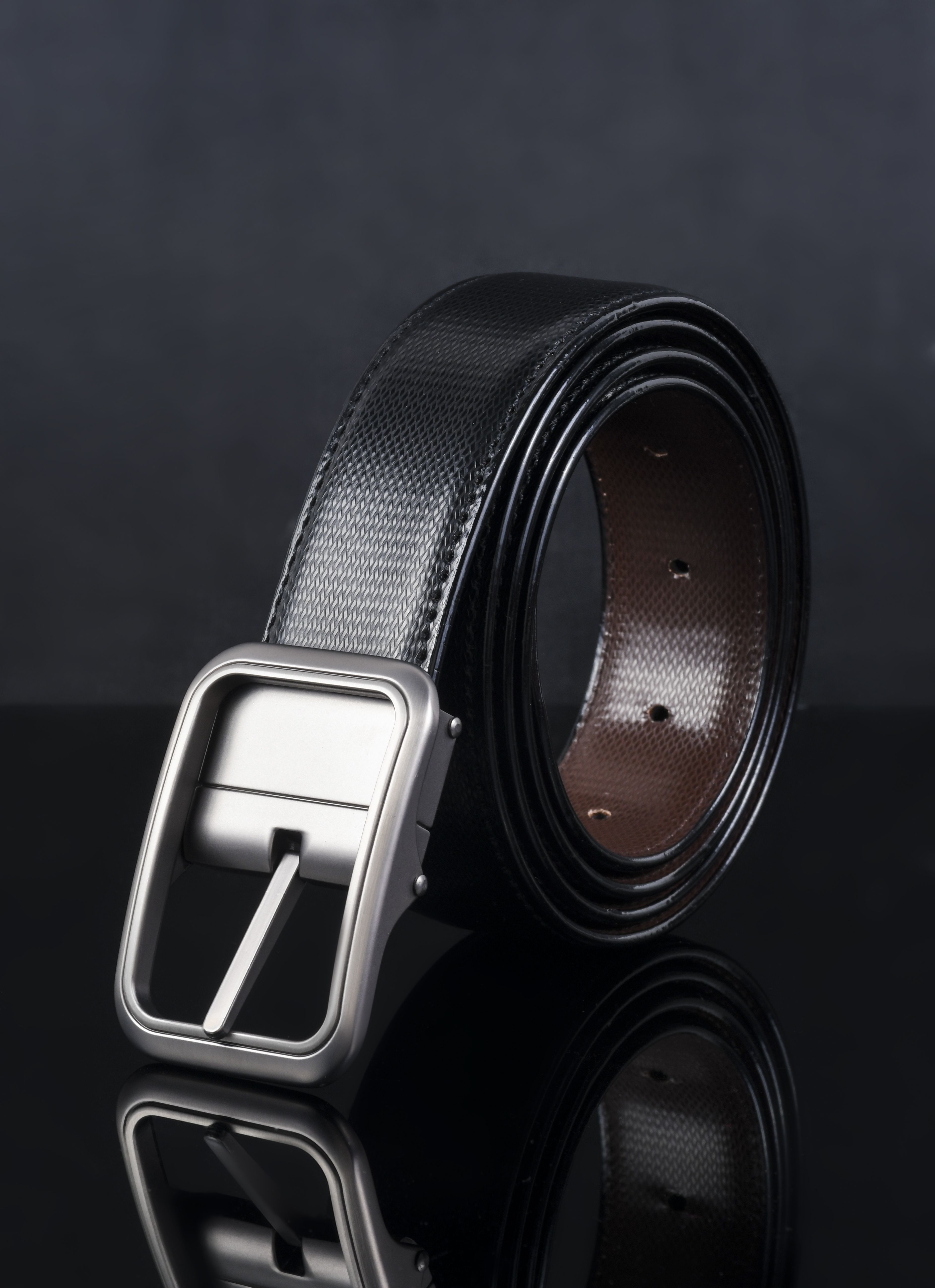 oleo Men Casual Black, Brown Artificial Leather Reversible Belt-picture-10