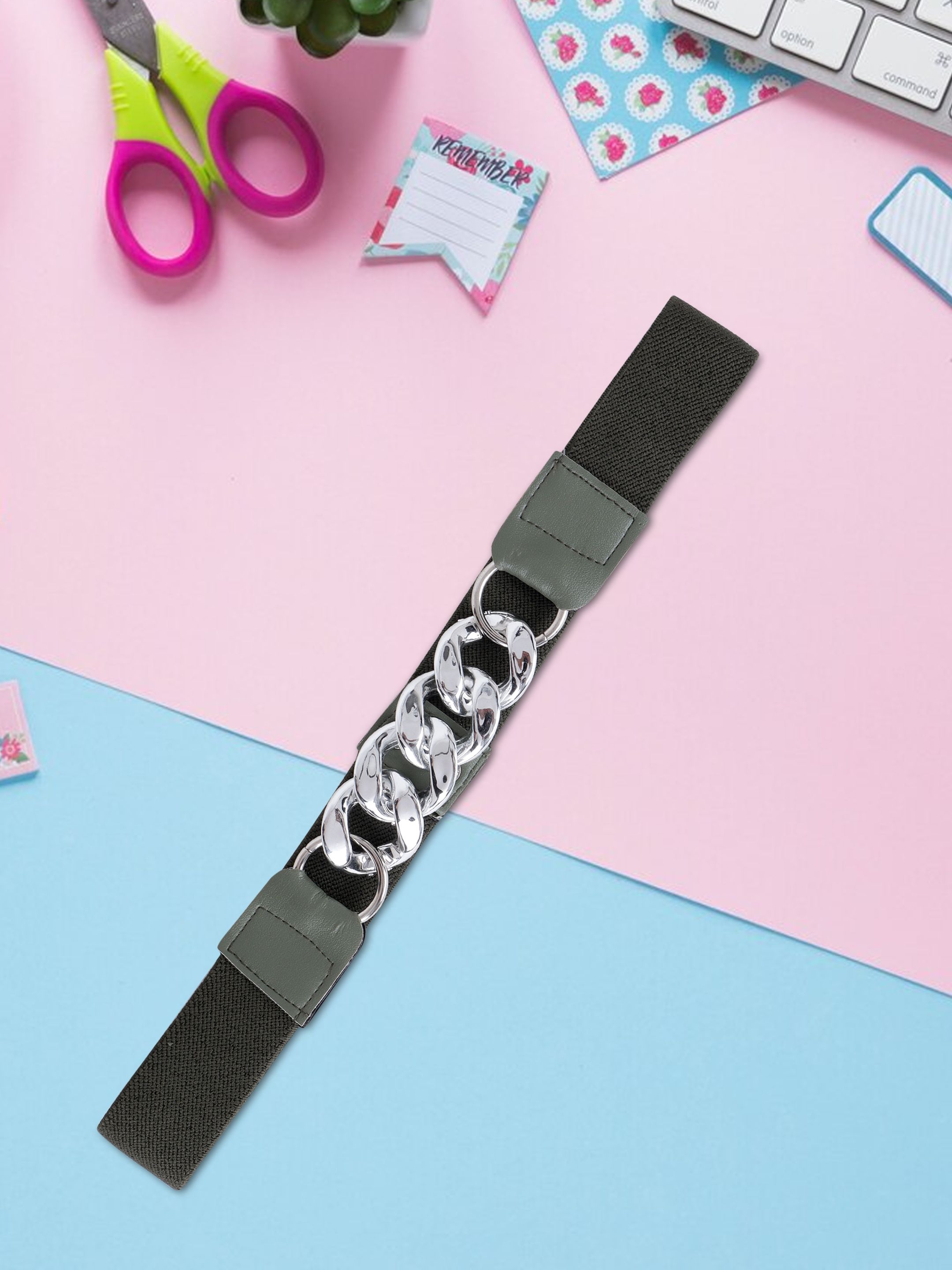 Women Formal, Casual, Evening, Party Green Nylon Belt-image-15
