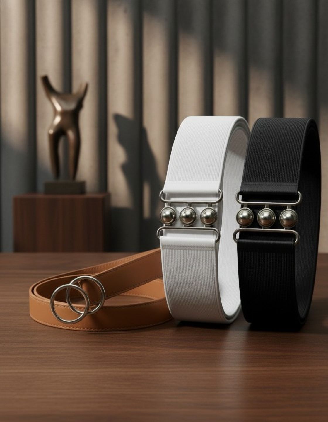 Women Casual, Party White, Black, Tan Artificial Leather Belt