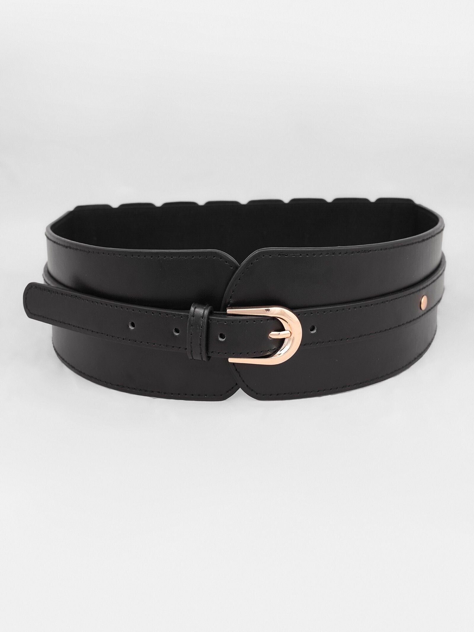 Women Casual Black Artificial Leather Belt-image-21