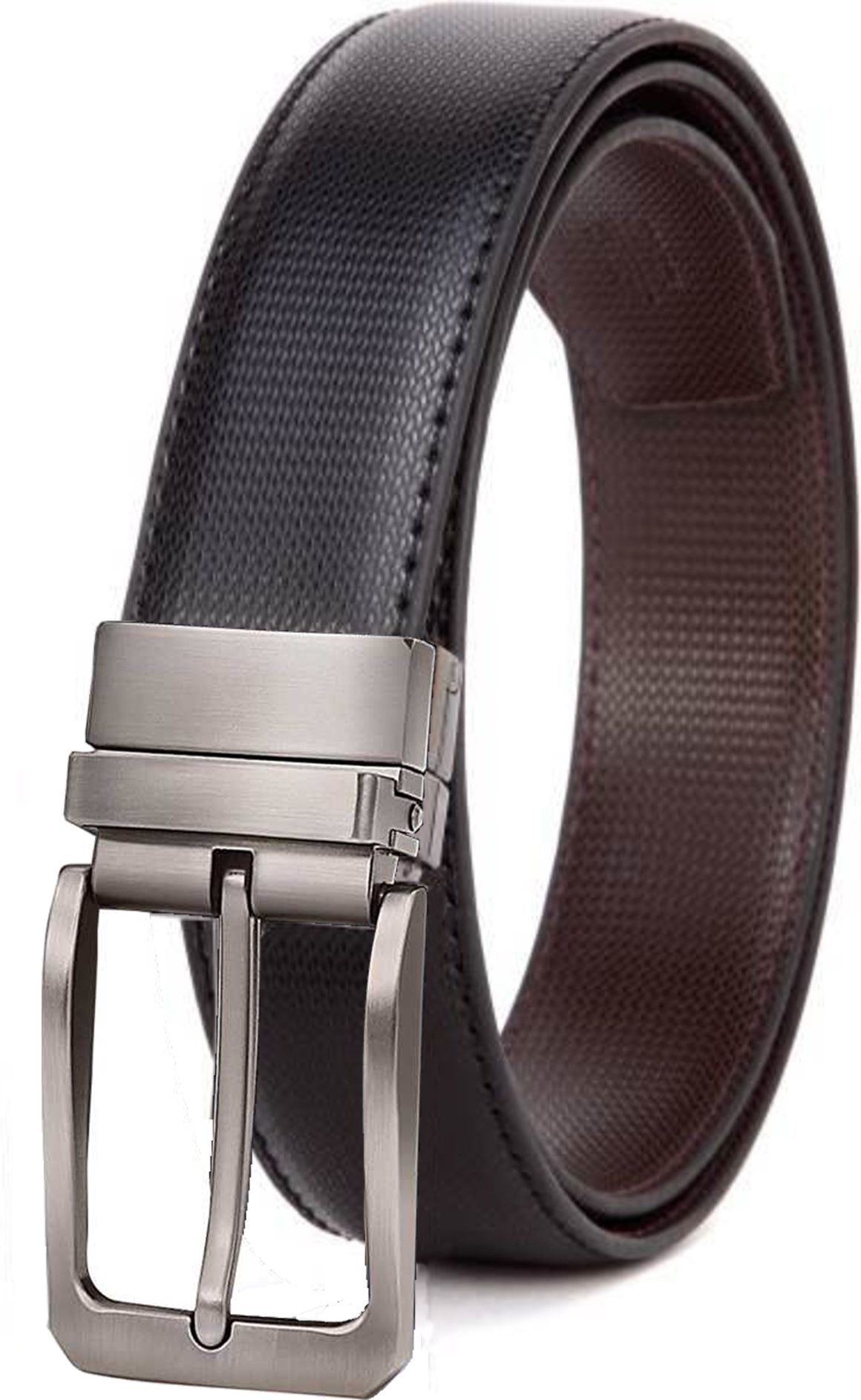 Men Casual, Party, Formal, Evening Black Artificial Leather, Texas Leatherite Reversible Belt